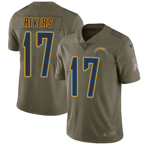 Nike Chargers #17 Philip Rivers Olive Men's Stitched NFL Limited Salute to Service Jersey